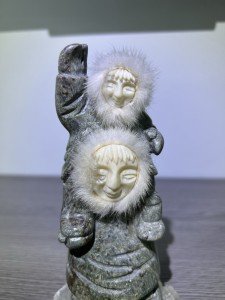 Inuit Stone Carving Figurine with Fur Trim