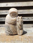 Hand-Carved Inuit Soapstone Hunter with Dog
