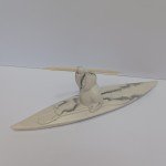 Inuit Kayak Carving with Harpoon & Faux Marble