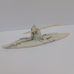 Inuit Kayak Carving with Harpoon & Faux Marble