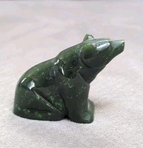 Dark Green Alaskan Jade Bear Carving