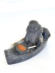 Inuit Stone Hunter in Kayak Sculpture