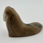 Stone Walrus Figurine with Tusks, Brown and White