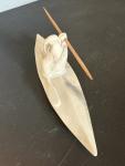 Eskimo in Kayak Carving with Harpoon