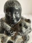 Inuit Wolf Sculpture with Adorable Wolf Pups