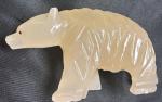 Carved Calcite Polar Bear Figurine with Black Eyes