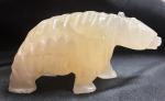 Carved Calcite Polar Bear Figurine with Black Eyes