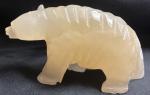 Carved Calcite Polar Bear Figurine with Black Eyes