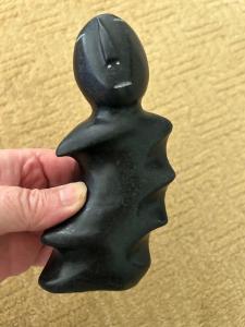 George Arluk Inuit Mother Black Stone Sculpture