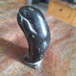 Black Soapstone Seal Carving with Fish Detail
