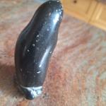 Black Soapstone Seal Carving with Fish Detail