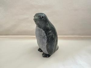 Signed Inuit Soapstone Penguin Art Figurine
