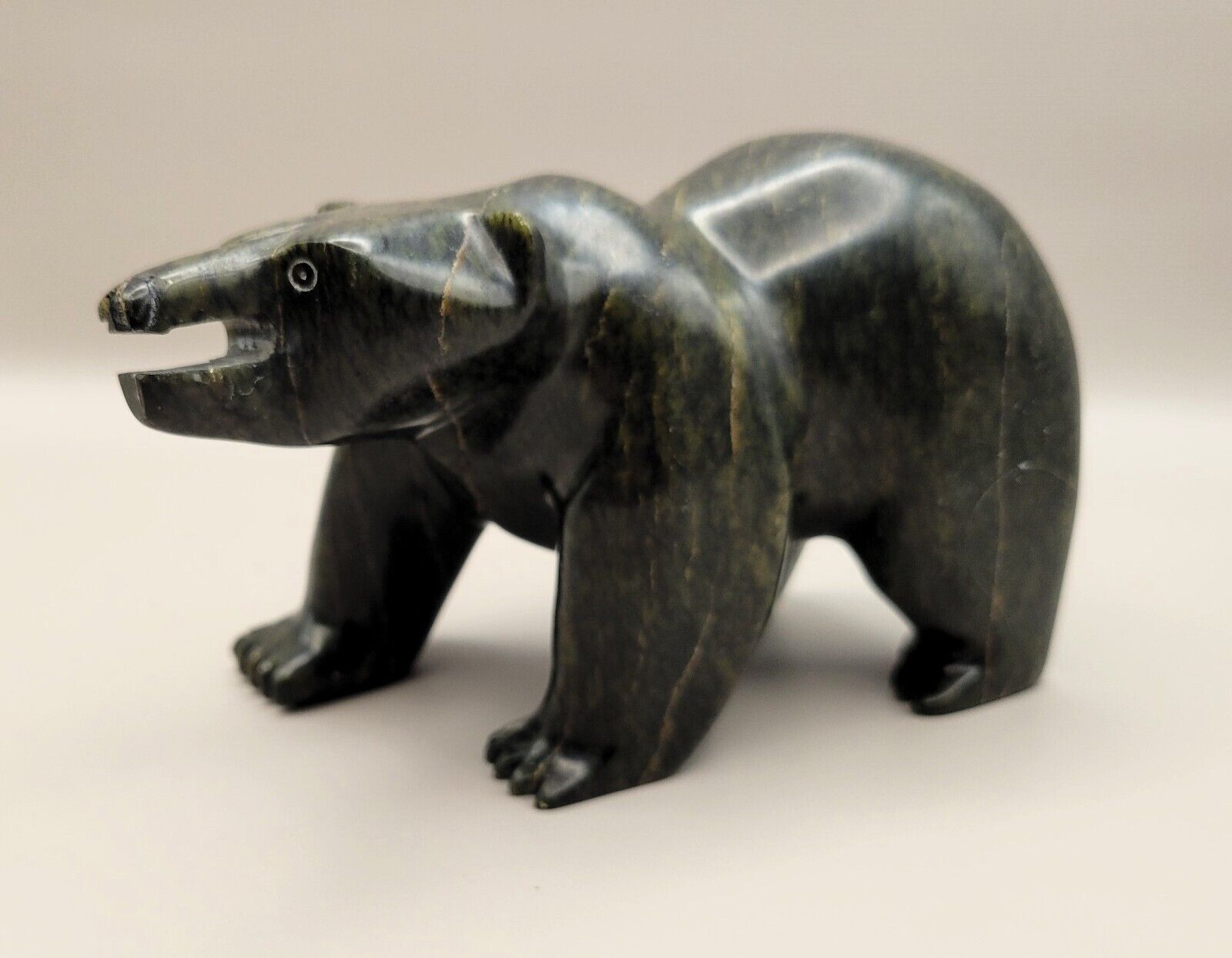 Inuit Bear Stone Carving - Artist Signed