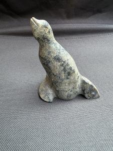 Inuit Soapstone Seal Sculpture by Harry Alaska
