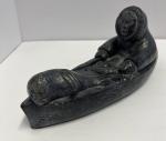 Wolf Sculpture with Seal - Handmade Inuit Art