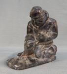 Inuit Ice Fisherman Soapstone Figurine, 6 Inches