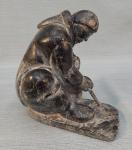Inuit Ice Fisherman Soapstone Figurine, 6 Inches