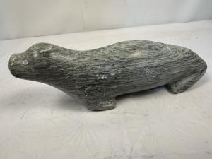 Inuit Soapstone Seal Carving 8” - Signed