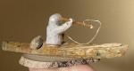 Inuit Hunter Soapstone Kayak Figurine Art Piece