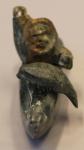 Inuit Soapstone Carving: Man in Kayak and Seal