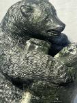 12” Wolf Soapstone Carving with Bear Scene