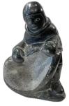 Black Soapstone Inuit Carving Sculpture - Signed