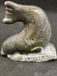 Signed Inuit Soapstone Seal Carving by Daniel