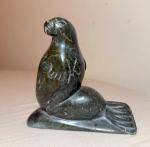 Green Soapstone Seal Inuit Carving Sculpture