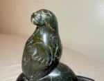Green Soapstone Seal Inuit Carving Sculpture