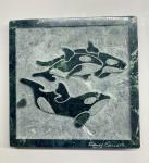 David Bernett Inuit Orca Green Marble Sculpture