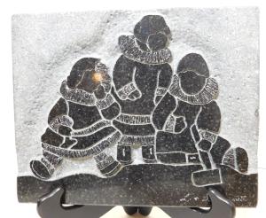 David Bernett 'Little Inuits' Marble Sculpture 8"x10