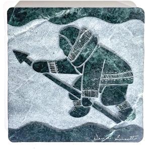 David Bernett Signed Inuit Hunter Marble Sculpture