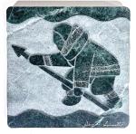 David Bernett Signed Inuit Hunter Marble Sculpture