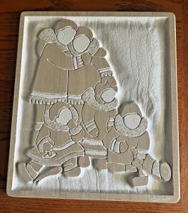 David Bernett Inuit Family Sculpture in Marble