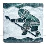 David Bernett Signed Inuit Hunter Marble Sculpture