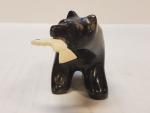 Handcrafted Soapstone Polar Bear and Fish Sculpture