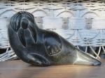 Vintage Inuit Soapstone Walrus Carving - Signed