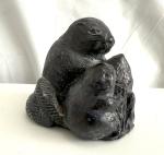 Black Soapstone Beaver Figurine - 3" Inuit Art