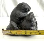 Black Soapstone Beaver Figurine - 3" Inuit Art