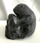 Black Soapstone Beaver Figurine - 3" Inuit Art