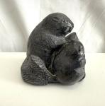 Black Soapstone Beaver Figurine - 3" Inuit Art
