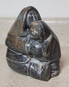 Inuit Soapstone Mother and Child Carving