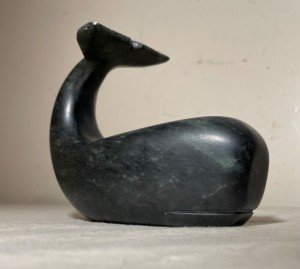 Vintage Hand-Carved Soapstone Whale Inuit Sculpture