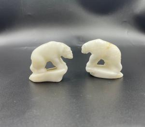 Charming Inuit Stone Polar Bear Pair