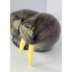Soapstone Walrus Carving with Tusks - Inuit Art