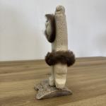 Inuit Hunter Sculpture with Spear and Fur Trim