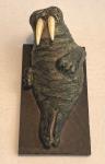 Inuit Art Soapstone Walrus Figurine with Slate Base