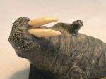 Inuit Art Soapstone Walrus Figurine with Slate Base