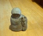 Inuit Soapstone Hunter with Wolf Sculpture 3.5