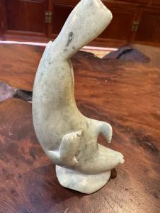 Handmade Inuit Seal Stone Carving Sculpture